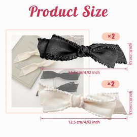 YINGLUBEN 4PCS Hair Bows, Bow Hairpins, Bow Hair Clips, Hair Barrettes, Bow Bobby Pins for hair for Thick Hair No Crease Duck Billed Hair Pin Styling Accessories for Women Girls