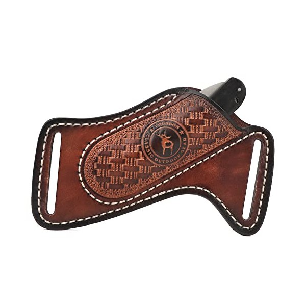 TOURBON Leather Pocket Knife Sheath for Belt EDC Holster Penknife Tool Pouch Handmade Gift for Men Brown