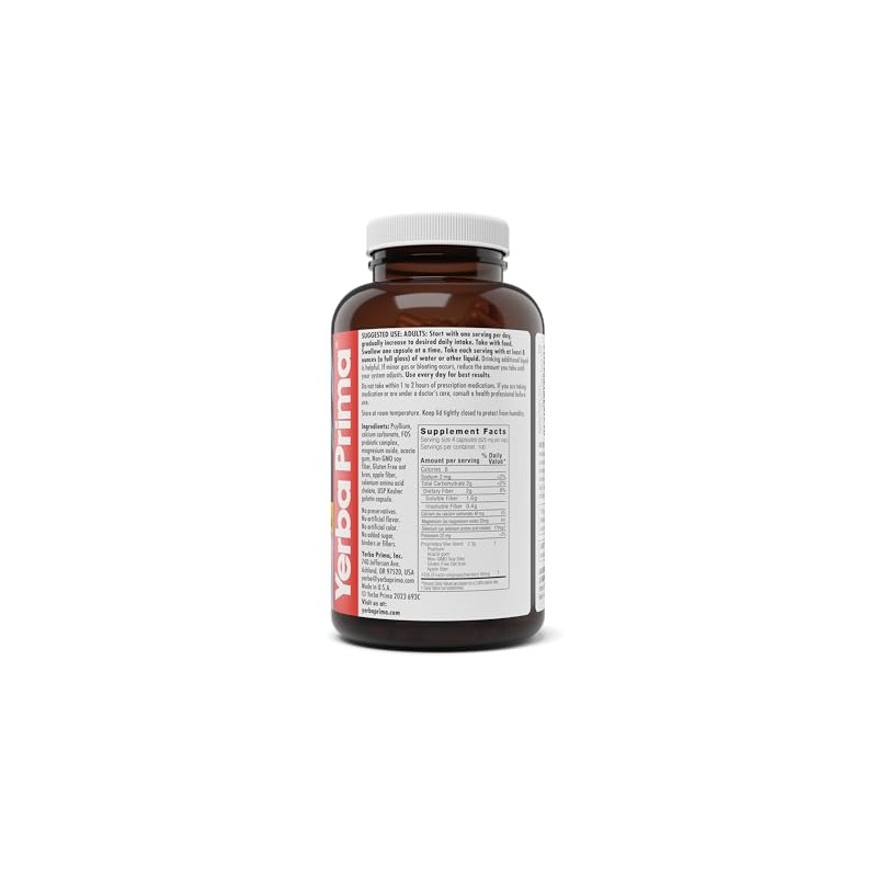 Yerba Prima Cápsulas prebióticas para el cuidado del colon, 400