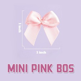 Auxlihi 100 Pcs Mini Satin Ribbon Bows for Gift Wrapping, Wedding, Christmas, DIY Craft, Hair Accessories, Party Decoration - Pink