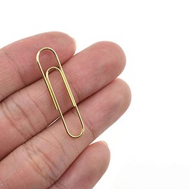 HAHIYO Paper Clips Sturdy 1.3 inches Length 180 Pack Paperclips Heavy Duty Tight Grip Rust Proof Reusable Metal Bright Gold for Home Office School