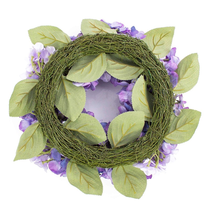 Artificial Wreath of Hydrangeas on rattan, purple, Ø 14" /