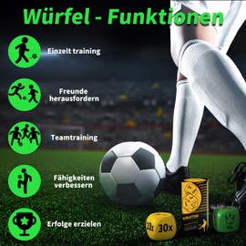 Football Training Dice (Pack of 2) - Fun & Portable Football Skills Trainer Gifts for Boys and Girls, Teenagers & Adults, Football Training, Great Gift for Football Lovers