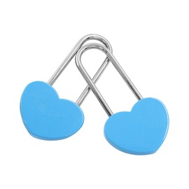 Cionyce Love Lock Heart Padlock, 2 Pcs Blue Heart Shaped Lock 3.5" 50mm for Lovers Wedding,Valentines,Anniversary,Travel, Valentines Day, Bridge(NO Key)