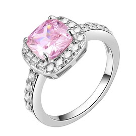 Impression Collection Square Rings Wedding Party Statement CZ Cocktails Gold Plated Classic Fashion Size 4-12 (Pink, 10)