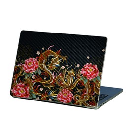 MightySkins Carbon Fiber Skin Compatible with Apple MacBook Pro 13” M2 (2022) - Stitch Dragons | Protective Durable Textured Carbon Fiber Finish | Easy to Apply and Change Styles | Made in The USA