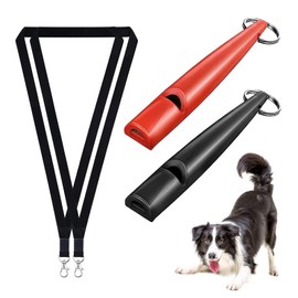 FANNAS Rütter Dog Whistle, Pack of 2 Dog Whistles with Free Whistle Band, Adjustable High Frequency, Loud and Wide Range for Effective Dog Training, Successful Dog Education, Black/Red