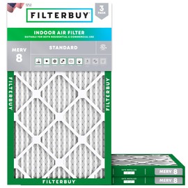 Filterbuy 15x25x1 Air Filter MERV 8 Dust Defense (3-Pack), Pleated HVAC AC Furnace Air Filters Replacement (Actual Size: 14.50 x 24.50 x 0.75 Inches)
