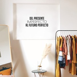 Vinyl Wall Art Decal - Del Presente Imperfecto Al Futuro Perfecto/from Present Imperfect to Future Perfect - 11"x 25" - Motivational Spanish Quote Sticker for Home School Office Decor (Black)