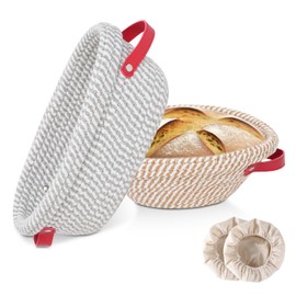 Banneton Sourdough Bread Proofing Baskets, Cotton Rope Proofing Baskets for Sour Dough Bread Baking,10inch Oval + 9inch Round, 2 Pack