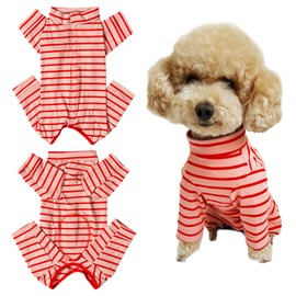 KUVEELA Pet Recovery Suit For Small To Medium Dogs, Long Sleeve Post-Surgery Clothing, Male/Female, Sterilization, Weaning, Wound Protection, Skin Disease Care, Breathable (L, Pink Red)