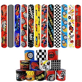 Race Car Slap Bracelets Wristband Slap Bands for Kids Party Bag Fillers,24Pcs Racing Car Snap Bracelet Bands Bulk for Kids Boys Birthday Race Car Theme Party Supplies Favors Classroom Prizes Gifts