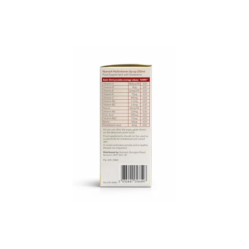 Multivitamin Syrup 150ml Sugar Free Orange Flavour Daily Vitamin Supplement