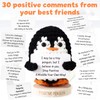 Positive Penguin, Soft Magnetic Crochet Penguin with Wooden Base and