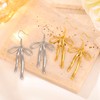 KKJOY Bow Dangle Earrings Stainless Steel Dainty Ribbon Bow Tie