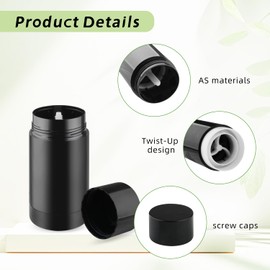 glasstore 10 Pcs Empty Deodorant Containers Bottom Fill Deodorant Bottles Refillable DIY Deodorant Tubes Lip Balm Tubes (black, 15ml/0.5oz)