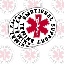 3 Pcs Emotional Support Animal Sticker – Funny Pet Support Quote Vinyl Decal for Pet Lovers, Animal Supporters, and Mental Health Advocates for Laptop, Water Bottle, Tumbler 3"x3" 3