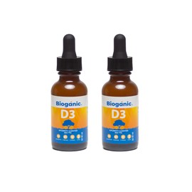 Dúo Pack Vitamina D3 Bioganic | 300 porciones | 400 UI por porción | Sabor Piña | Presentación 2 envases de 30 ml