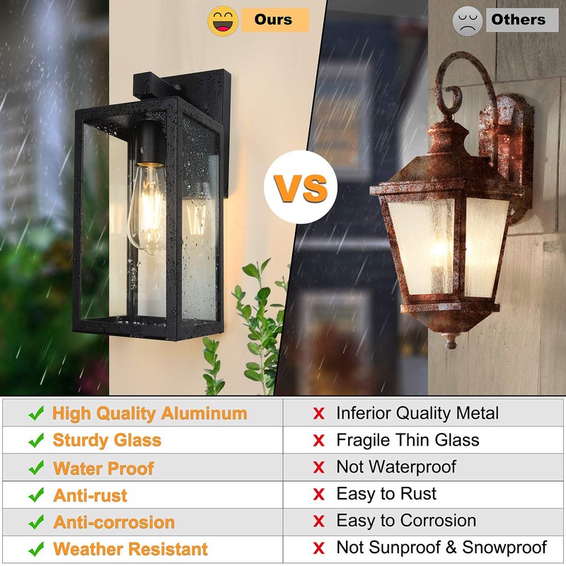 SHINE HAI Dusk to Dawn Outdoor Wall Lantern, Double Extra