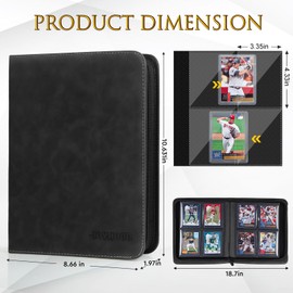 JoyHood Top Loader Binder - 4 Slot Trading Cards Collection Album with Sleeves - Holds 112 Top Loaders, Top Loader Storage Holder for Sports Card, Not for Cards WITHOUT a Top Loader, Dark