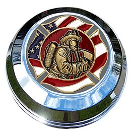 MotorDog69 Harley Gas Cap Coin Mount Set with Fire Rescue Flag for Softail Dyna Road King Sportster……