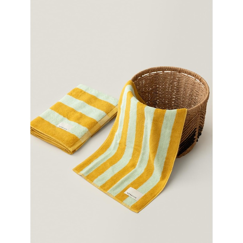 Autumn Citrus Striped Bath Towel,100% Combed Cotton,Soft Absorbent