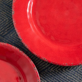 ZAROCRUS Farmhouse Melamine Dinner Plate set, 11 inch Unbreakable Serving Plates, Set of 6, Lightweight Dinnerware Plates, Large Dessert or Salad Plates Set, Chip Resistant Camping Dishes, Red…