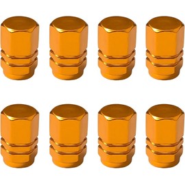 Aluminium Tyre Valve Stem Caps, Hexagonal Design, 8-Pack, Gold