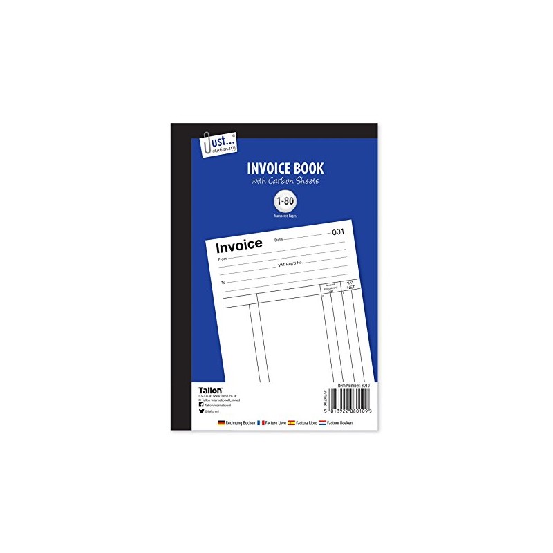 Just-Stationery Full Size Invoice Book 80 Pages