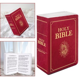 VKMON Bible Pillow Book Plush That Opens, for Teens Adults Christian Gifts, Cozy Faith Bible Pillow (Red)