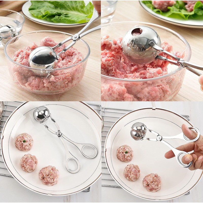 Meatball Spoon 2 Pcs Stainless Steel Meat Ballers, Kitchen Meat