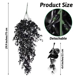 Hamiledyi Fake Reptile Plants 2 Pack Hanging Fake Plants, Plants for Reptiles with Suction Cup, Fake Amphibian Plants for Bearded Dragon Lizard Geckos Chameleon Tank (Black and White)