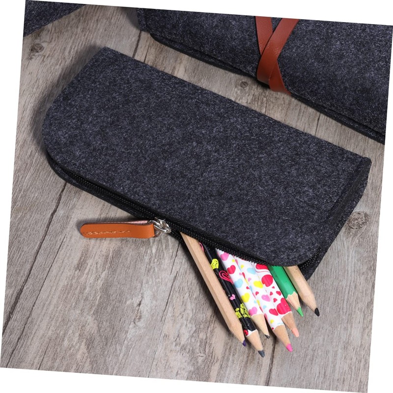 Gadpiparty 3Pcs Dark Grey Felt Makeup Bag Versatile Zipper Cosmetic