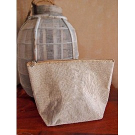 Natural Canvas Zippered Flat Pouch Cosmetic Makeup Bag Travel Toiletry Dopp Kits (6, Size 4: 10"W x 7" x 3"D)