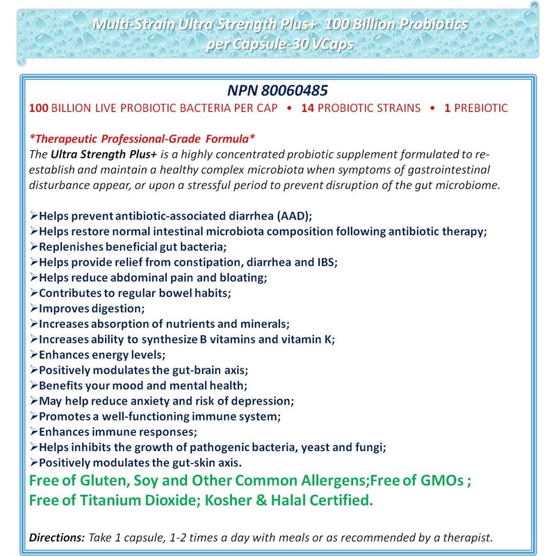 NOVA Probiotics Multi-Strain Ultra Strength Plus+ 100 Billion Probiotics per