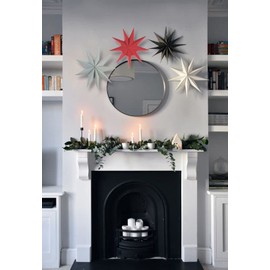 YiiiGoood Pack of 4 Christmas Star 30 cm Paper Stars Decorative Paper Stars for Hanging Christmas Decoration Indoor Window Christmas Decoration Scandinavian Folding Stars (Black, White, Grey, Red)