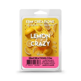 Lemon Crazy Soy Wax Melts - 3.2oz, 6 Cube Clamshell, All Natural, Highly Scented, Long-Lasting Aroma, Premium Quality, Handmade, Non-Toxic, Eco-Friendly