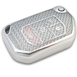 RFSRZ for Jeep Key Fob Cover,Fits for Jeep Wrangler JLU JL Gladiator Rubicon JT,4 Buttons, Bling Crystal, Car Key Protector for Women (White)