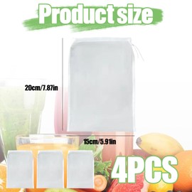 4 Pieces Muslin Strainer Cloths for Cooking, Reusable Muslin Bags Strainer Mesh and Cheese Cloth,Large Sieves Filter Suitable for Nut Milk and Yogurt Almond Soy Oat Milk,Washable Bag for Juice