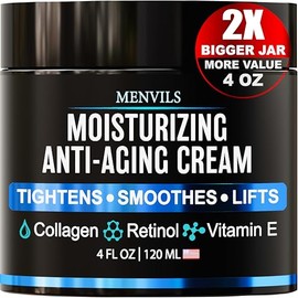 Crema hidratante facial para hombre, antienvejecimiento y arrugas, para hombres con colágeno, retinol, vitaminas E, aceite de jojoba, loción facial, c