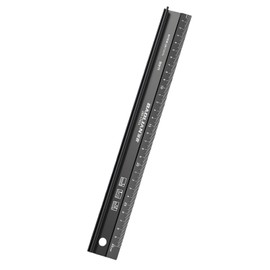 Metal Ruler, 30cm Black Metal Ruler for Cutting, Precision Measuring Tool for Students, Engineers, Architects, 300mm Length, 35mm Width