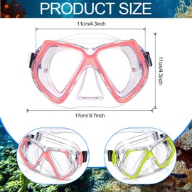 Weewooday 2 Pcs Swimming Goggles with Nose Cover Tempered Glass Diving Mask 180° clear View Goggle Swim Snorkel Goggle for Adults Youth(Yellow, Pink)
