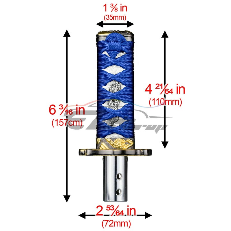 EZAUTO WRAP 10cm Blue White Shift Knob Samurai Sword Alloy
