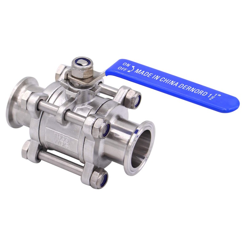 DERNORD 1.5" Sanitary Ball Valve Fits 1.5" Tri-Clamp Clover Stainless