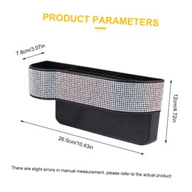 Mikinona 1Pc Rhinestone Studded Car Seat Gap Organizer Durable Microfiber Storage Container for Smartphone Wallet GPS Fashionable Auto Seat Gap Filler for Passenger Side