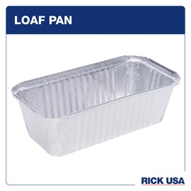 RICK USA: 8" Loaf Pan - 25 Pack -Disposable Aluminum Foil, Multi-Purpose Baking-Bread-Cooking, Durable, Grill-Oven-Freezer-Dishwasher Safe, Recyclable