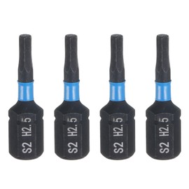 HARFINGTON 4pcs H2.5 Hex Screwdriver Bit 1/4" Hex Shank 25mm/1" Length Magnetic Hexagon Head Hex Bits S2 Steel Screw Driver Bit Industrial Grade Electric Drill Bits