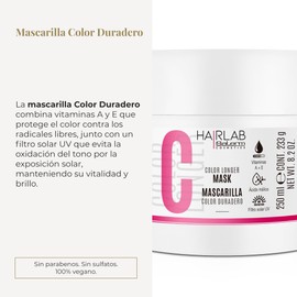 Salerm - Dyed Hair Mask - Color Longer Hair Lab - 250ml - with Vitamins A and E - Seals and Maintains Color - Brilliant Mane - Sulfate and Paraben Free