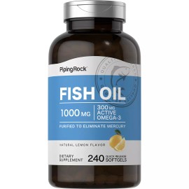 Piping Rock Fish Oil 1000mg | 240 Softgels | 300mg of Omega-3 | Non-GMO | by Piping Rock