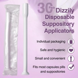 Dizzily 30 Pack Disposable Vaginal Suppository Applicators for Women, Individually Wrapped, Hygienic - Fits Most Boric Acid Suppositories, Pills, Tablet, Size 00 Cap-sules and Feminine Care Applicator